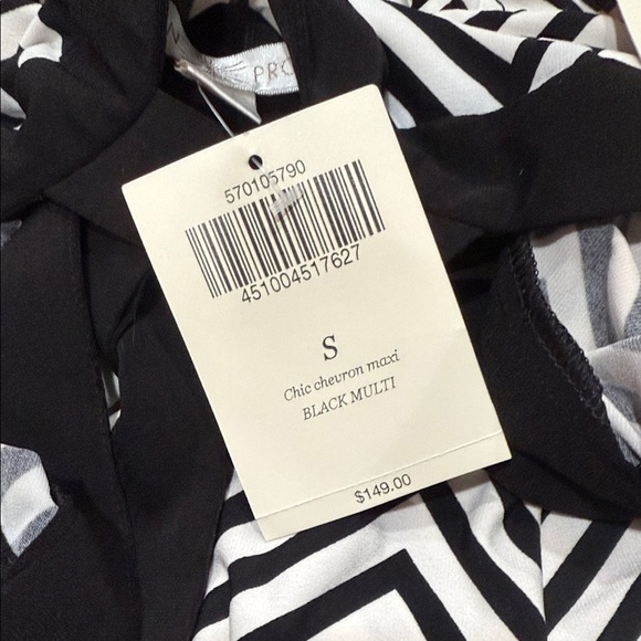 NWT Boston Proper Black and White Chevron Maxi Dress - Picture 10 of 10